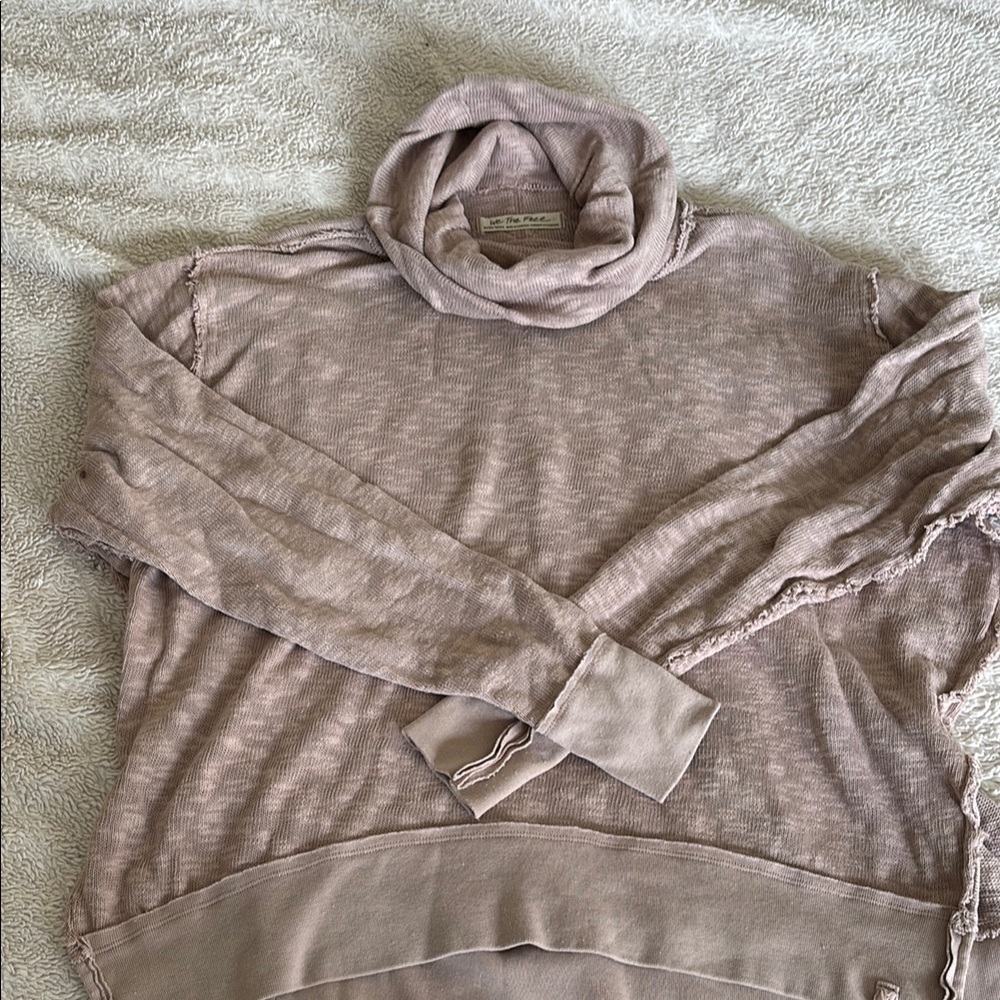 We The Free Pink Cowl Neck Sweater